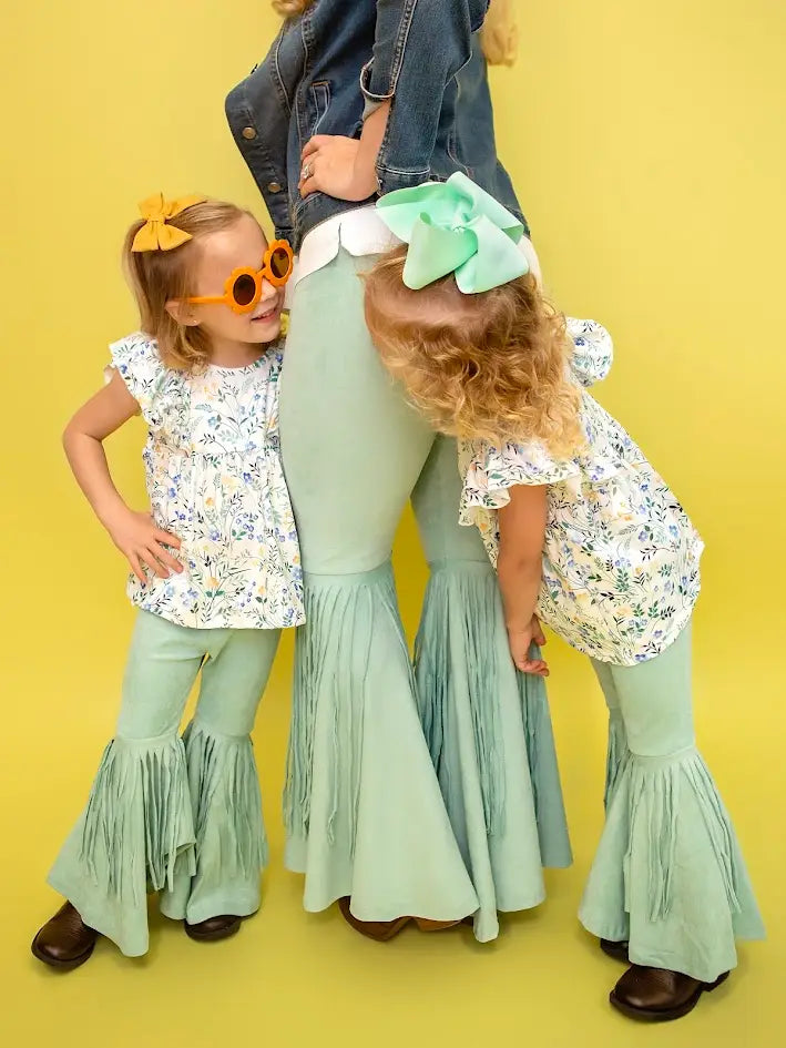 Mommy & Me Aqua Fringe Pants