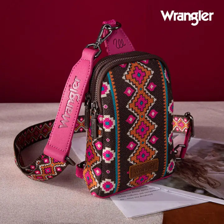 Wrangler Aztec Print Crossbody Chest Bag