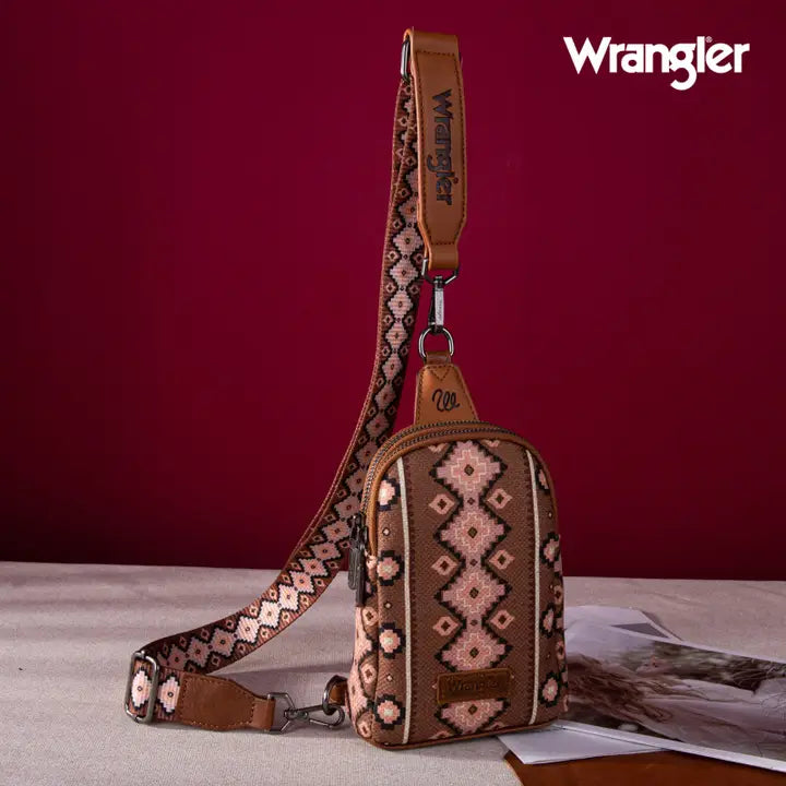 Wrangler Aztec Print Crossbody Chest Bag